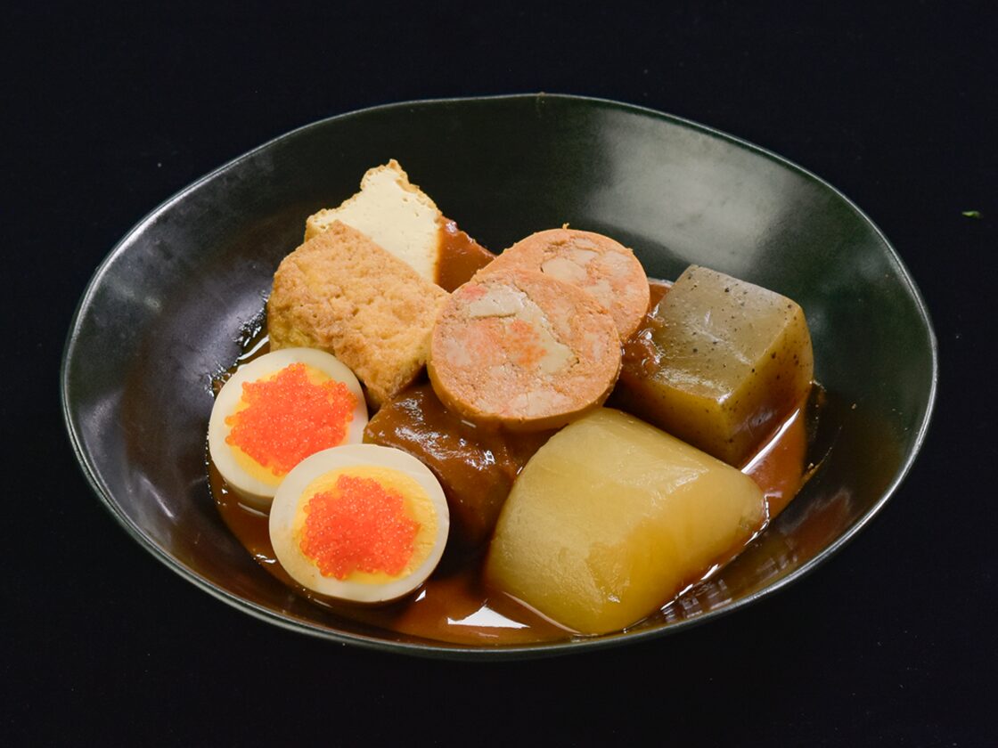 痛風ダレのおでん(大根・こんにゃく・卵・厚揚げ)